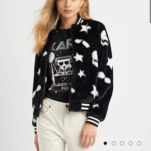 KARL LAGERFELD FAUX FUR BOMBER JACKET